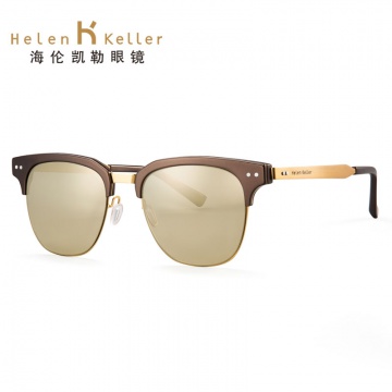 海伦凯勒太阳镜 大框时尚墨镜欧美潮偏光太阳眼镜H8658金色