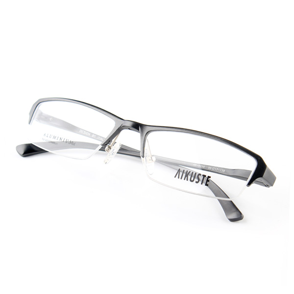 AIKUSTE铝镁眼镜架 男近视眼镜 半框眼镜架 商务眼镜框6056